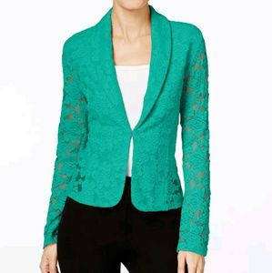 👗 INC LACE SHAWL COLLAR  BLAZER JACKET GREEN NWT